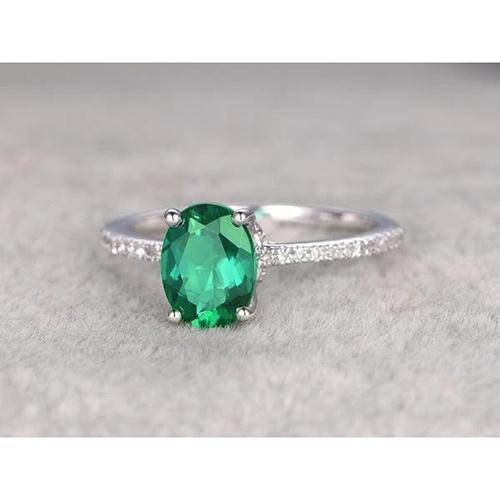 4,25 Karat Grüner Smaragd Ovalschliff-Diamant-Ring Weißgold 14K