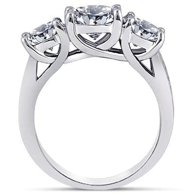 4,31 Karat runde Echt Diamanten 3 Steine Stil Hochzeitstag Ring