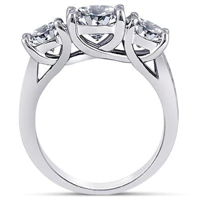 4,31 Karat runde Echt Aus der Erde Abgebauter Natürlicher Diamanten 3 Steine Stil Hochzeitstag Ring
