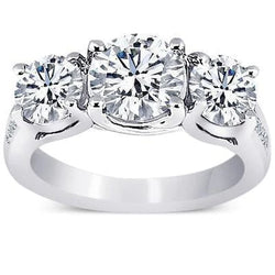 4,31 Karat runde Echt Diamanten 3 Steine Stil Hochzeitstag Ring