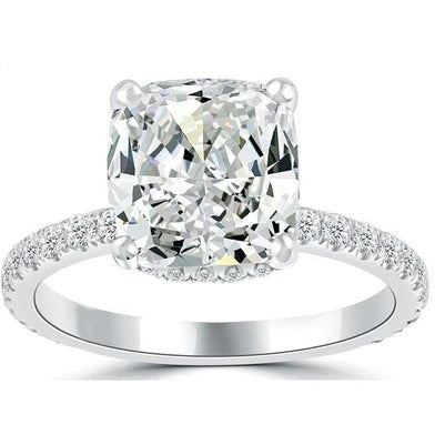 4,35 Karat Sparkling Cushion Echt Diamant Verlobungsring Weißgold