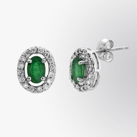4,36 Ct Grün Smaragd Mit Halo-Diamant-Ohrsteckern