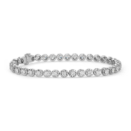 4,40 Karat natürliches Echt Diamant-Armband im Rundschliff 14K Weißgold Neu