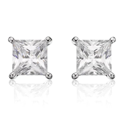 4,5 ct Princess Cut Krappenset Echt Diamant Ohrstecker 14K Weißgold