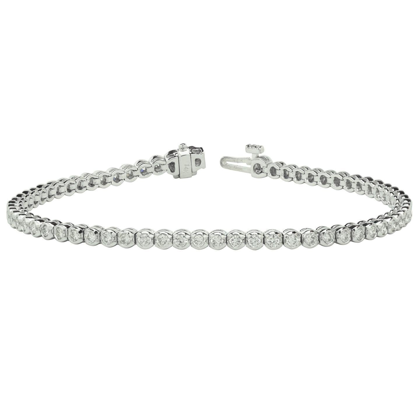 4,50 Karat echtes Diamant-Tennisarmband mit halber Lünette, WG 14K