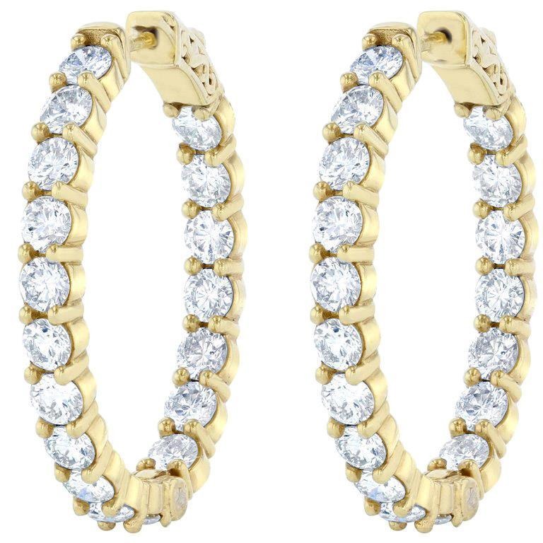 4,68 Karat Out In Echt Sparkling Diamants Creolen Gold Gelb 14K