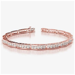 4,70 Karat Echt Runde Diamanten Brillant Schliff Armband Rosé Gold 14K