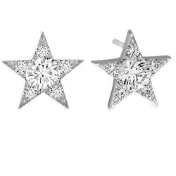 4.00 ct Echt Aus der Erde Abgebauter Natürlicher Diamanten im Rundschliff Damen Stern Ohrstecker Weißgold 14K