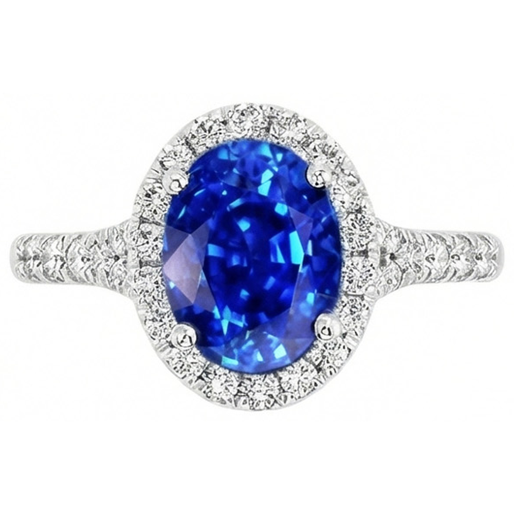 echter oval diamant 4.10Karat ring Seitenansicht