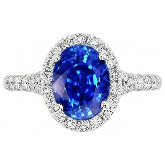 echter oval diamant 4.10Karat ring Seitenansicht
