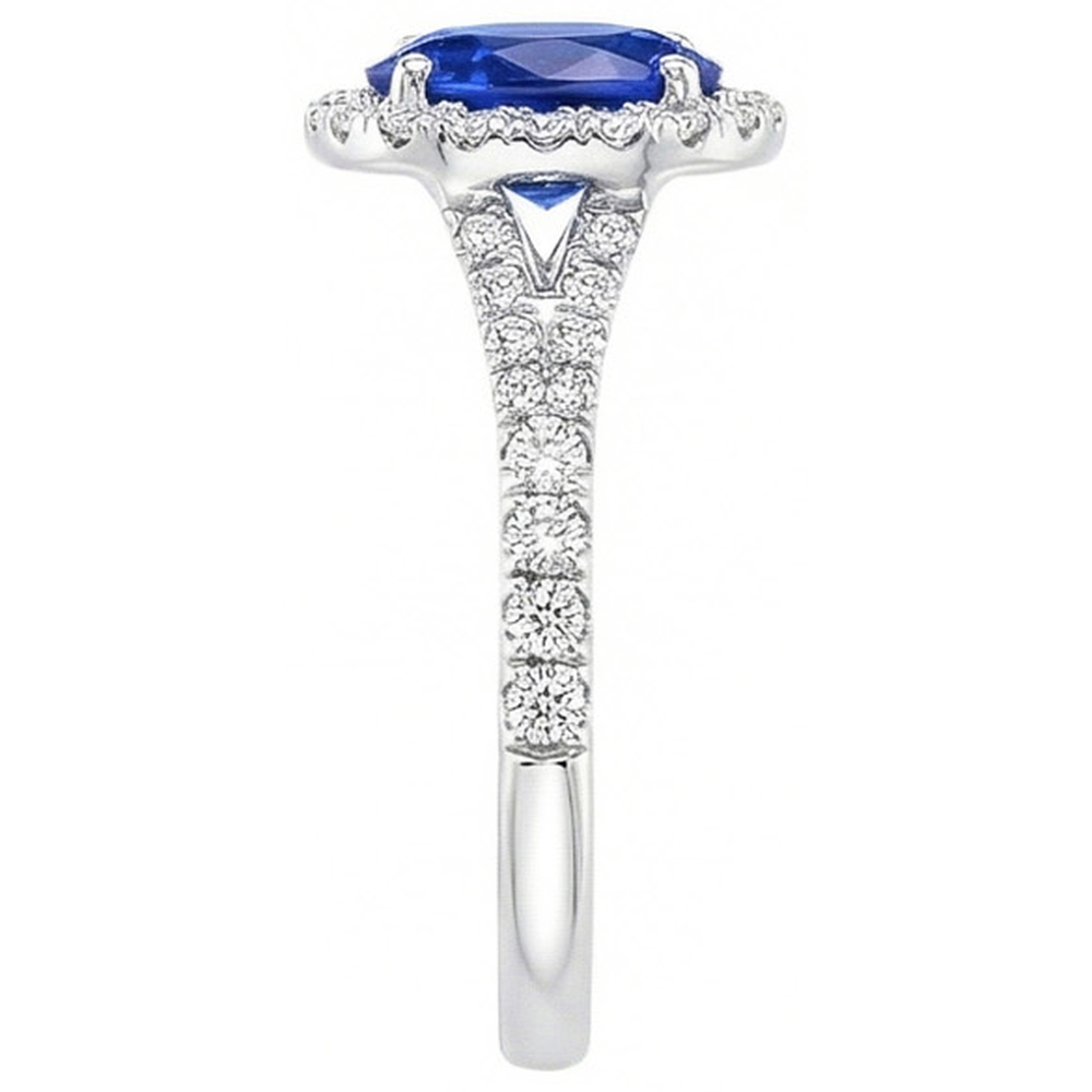 echter oval diamant 4.10Karat ring Profilansicht