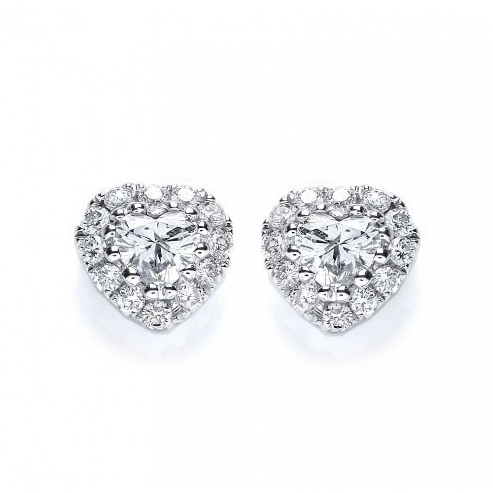 4.20 Carats Heart And Runden Echt Diamant Lady Stud Earrings White Gold 14K