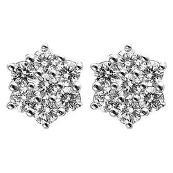 4.20 Karat runde Echt Diamanten im Brillantschliff Hexagon Ohrstecker Halo-Ohrringe