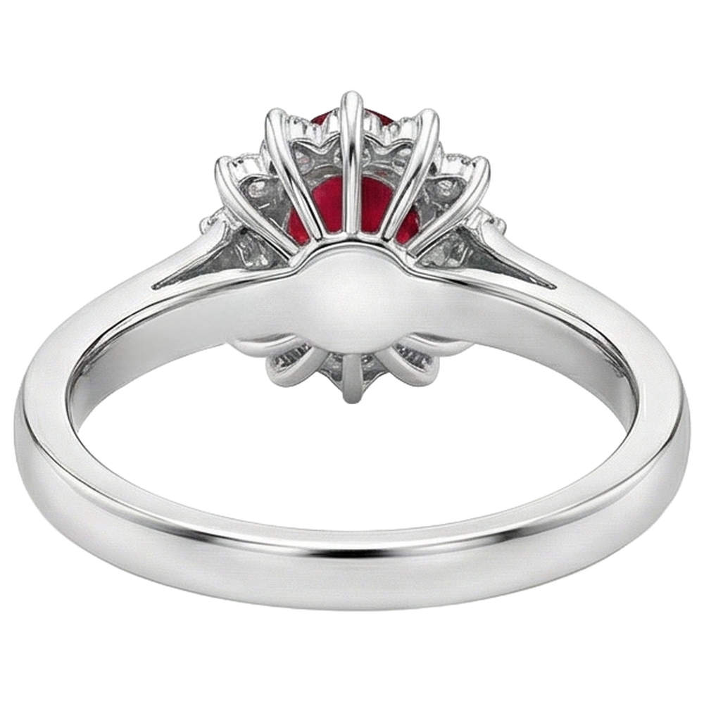 4,25 Karat Rubin und Aus der Erde Abgebauter Natürlicher Diamanten Halo Ring Neu Weißgold 14K