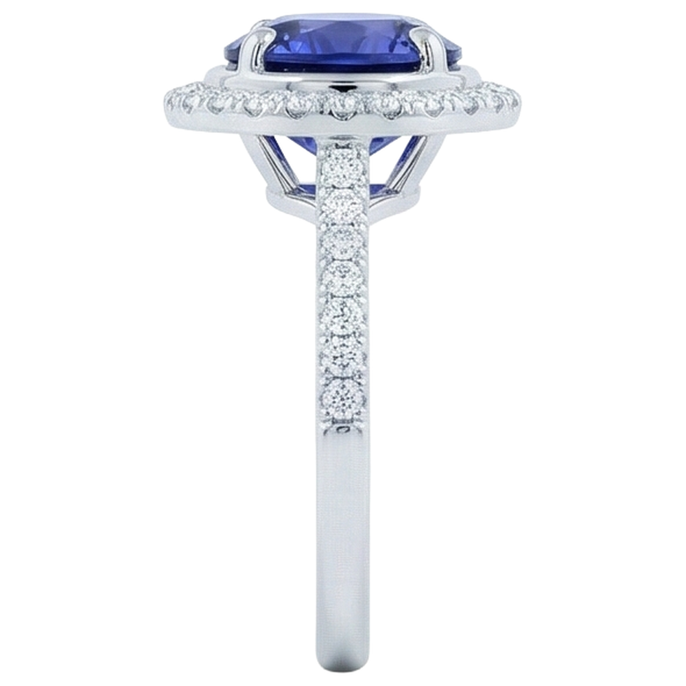 4,25 Karat Tansanit und Aus der Erde Abgebauter Natürlicher Diamanten Ring Weißgold 14K