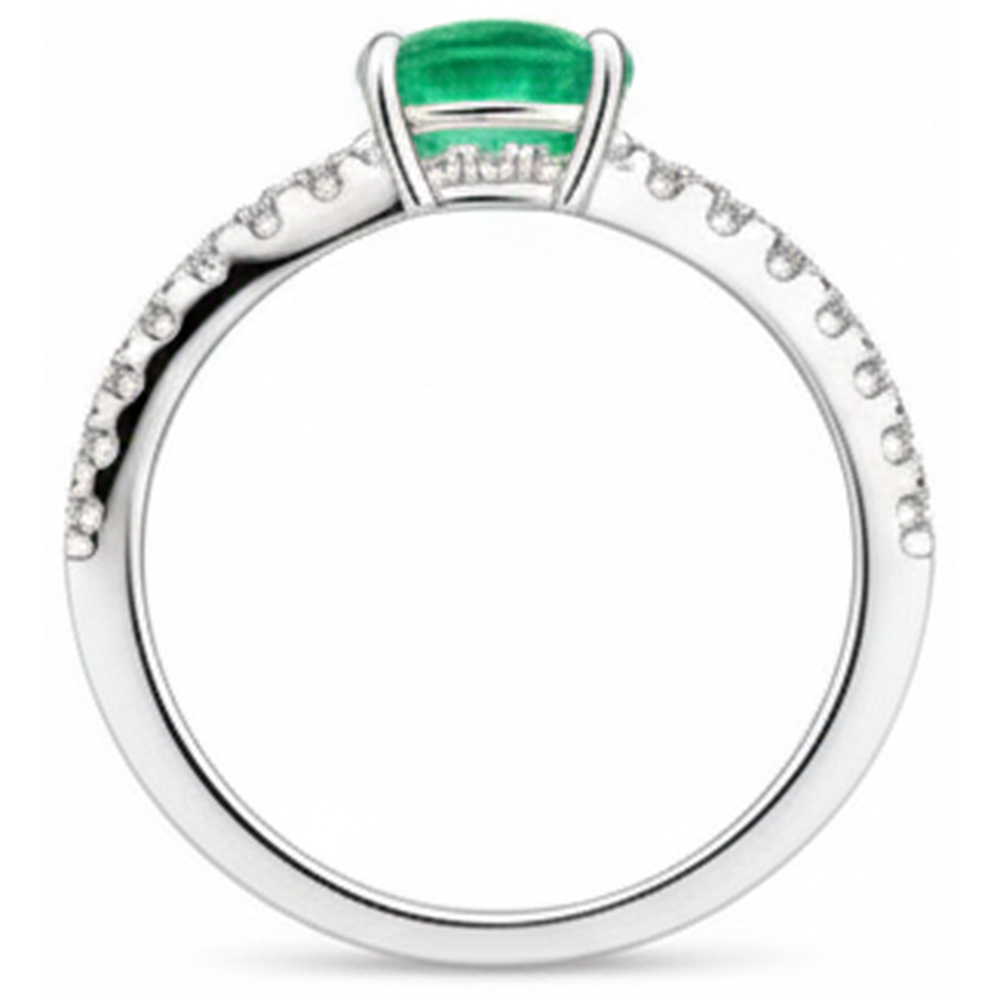 4,25 ct grüner Smaragd im Ovalschliff mit Aus der Erde Abgebauter Natürlicher Diamantring Gold