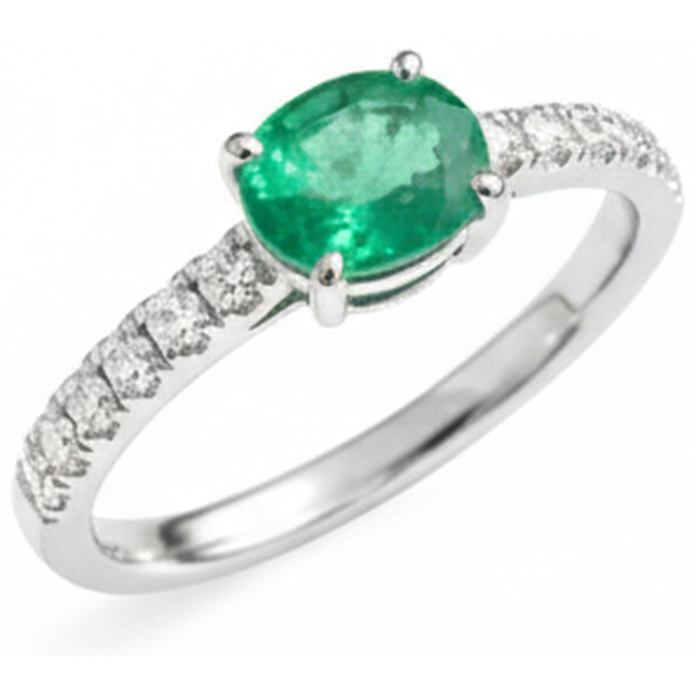4,25 ct grüner Smaragd im Ovalschliff mit Aus der Erde Abgebauter Natürlicher Diamantring Gold