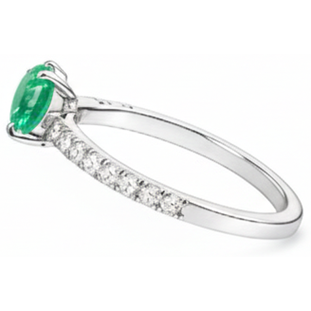4,25 ct grüner Smaragd im Ovalschliff mit Aus der Erde Abgebauter Natürlicher Diamantring Gold