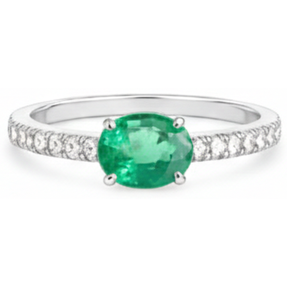 4,25 ct grüner Smaragd im Ovalschliff mit Aus der Erde Abgebauter Natürlicher Diamantring Gold