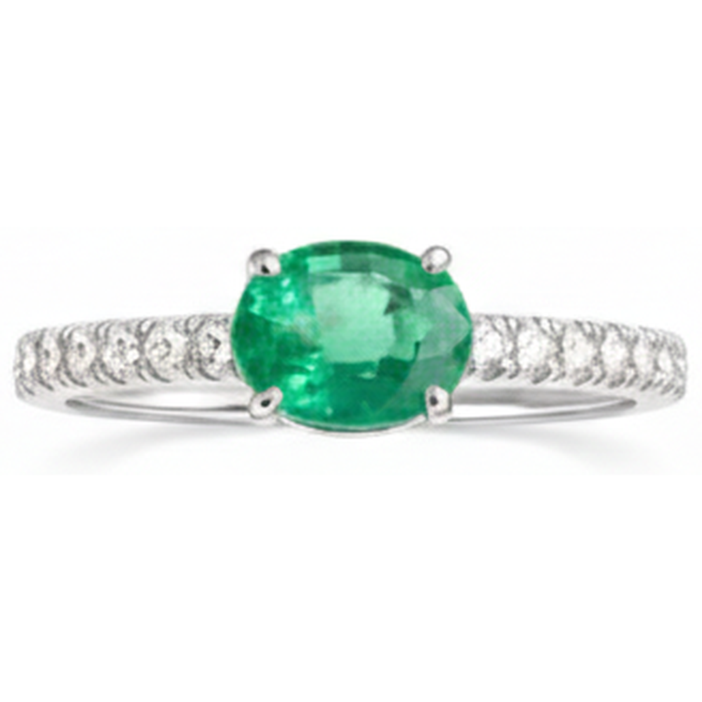 4,25 ct grüner Smaragd im Ovalschliff mit Aus der Erde Abgebauter Natürlicher Diamantring Gold