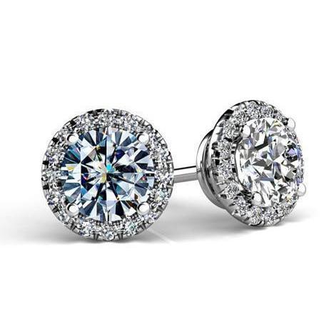 4.32 Carats Runden Shaped Halo Natürliche Diamant Women Stud Earrings