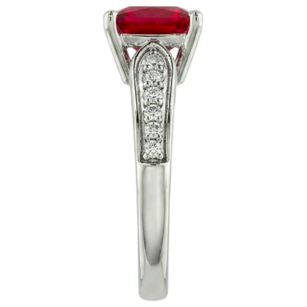4,40 Karat Prinzessin Red Rubin und funkelnder Aus der Erde Abgebauter Natürlicher Diamant Ring Gold 14K