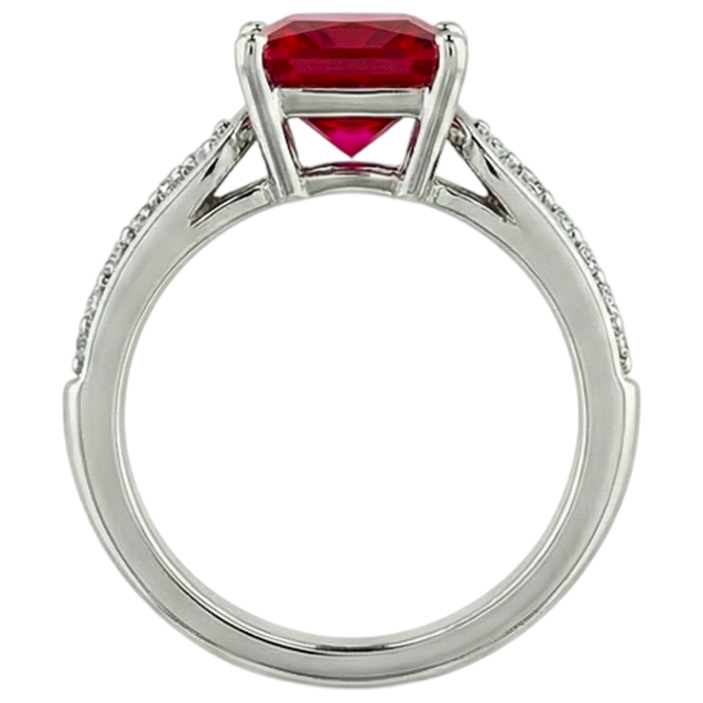 4,40 Karat Prinzessin Red Rubin und funkelnder Aus der Erde Abgebauter Natürlicher Diamant Ring Gold 14K