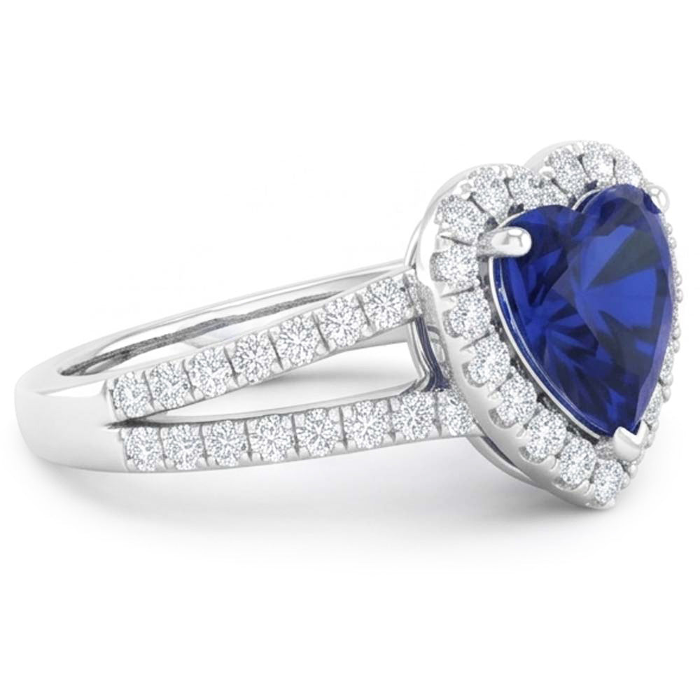 4,45 ct Blauer Saphir-Aus der Erde Abgebauter Natürlicher Diamant-Fancy-Ring im Herzschliff Weißgold 14K