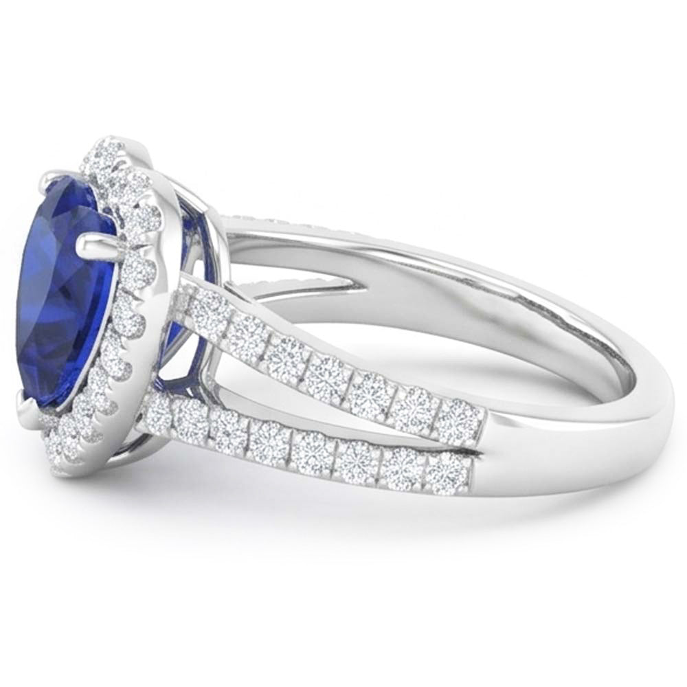 4,45 ct Blauer Saphir-Aus der Erde Abgebauter Natürlicher Diamant-Fancy-Ring im Herzschliff Weißgold 14K
