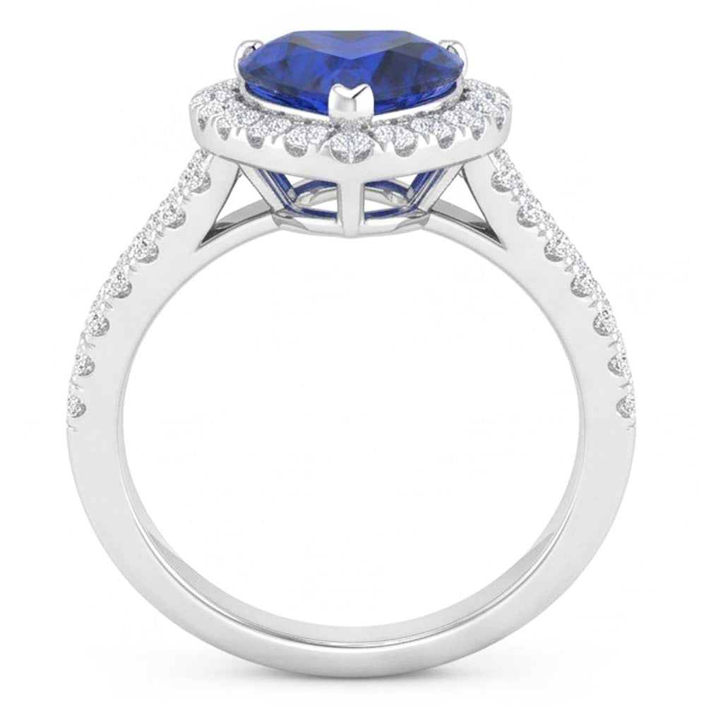 4,45 ct Blauer Saphir-Aus der Erde Abgebauter Natürlicher Diamant-Fancy-Ring im Herzschliff Weißgold 14K