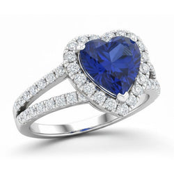 4,45 ct Blauer Saphir-Aus der Erde Abgebauter Natürlicher Diamant-Fancy-Ring im Herzschliff Weißgold 14K