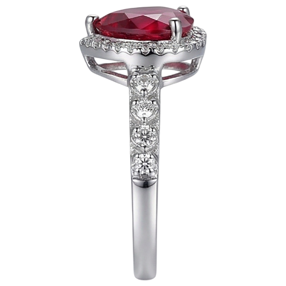 4,5 Karat Roter Herzschliff Rubin und Aus der Erde Abgebauter Natürlicher Diamant Ring Weißgold Schmuck