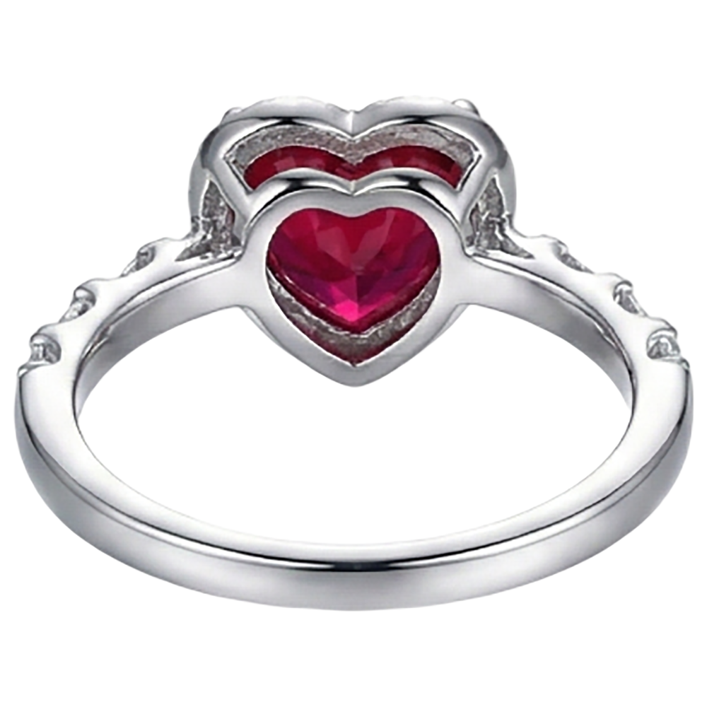 4,5 Karat Roter Herzschliff Rubin und Aus der Erde Abgebauter Natürlicher Diamant Ring Weißgold Schmuck