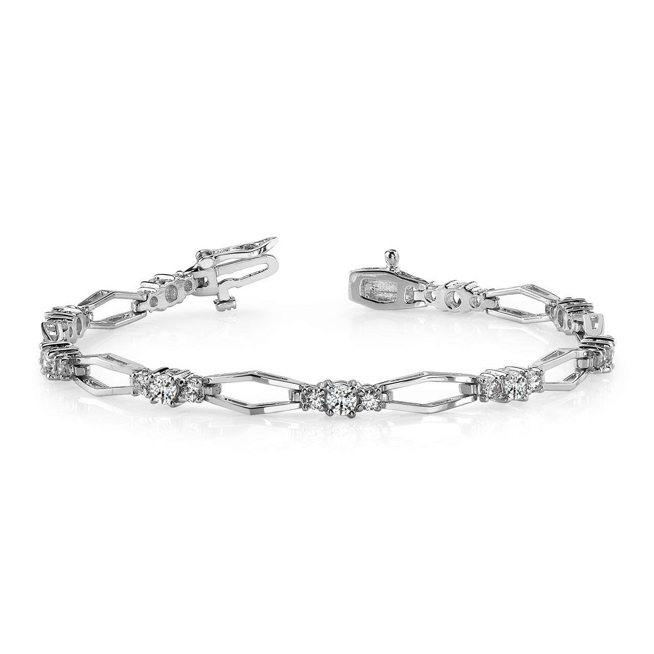 4.50 Karat Natürliche Rundes Diamant-Link-Armband Weißgold Schmuck 14K