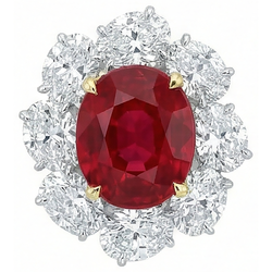 4,50 Karat roter Rubin mit Aus der Erde Abgebauter Natürlicher Diamanten Ring Blumenstil Schmuck Neu