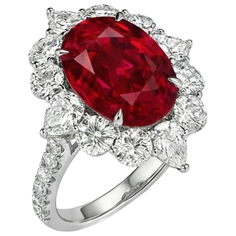 echter oval rubin 4.50Karat ring Detailansicht