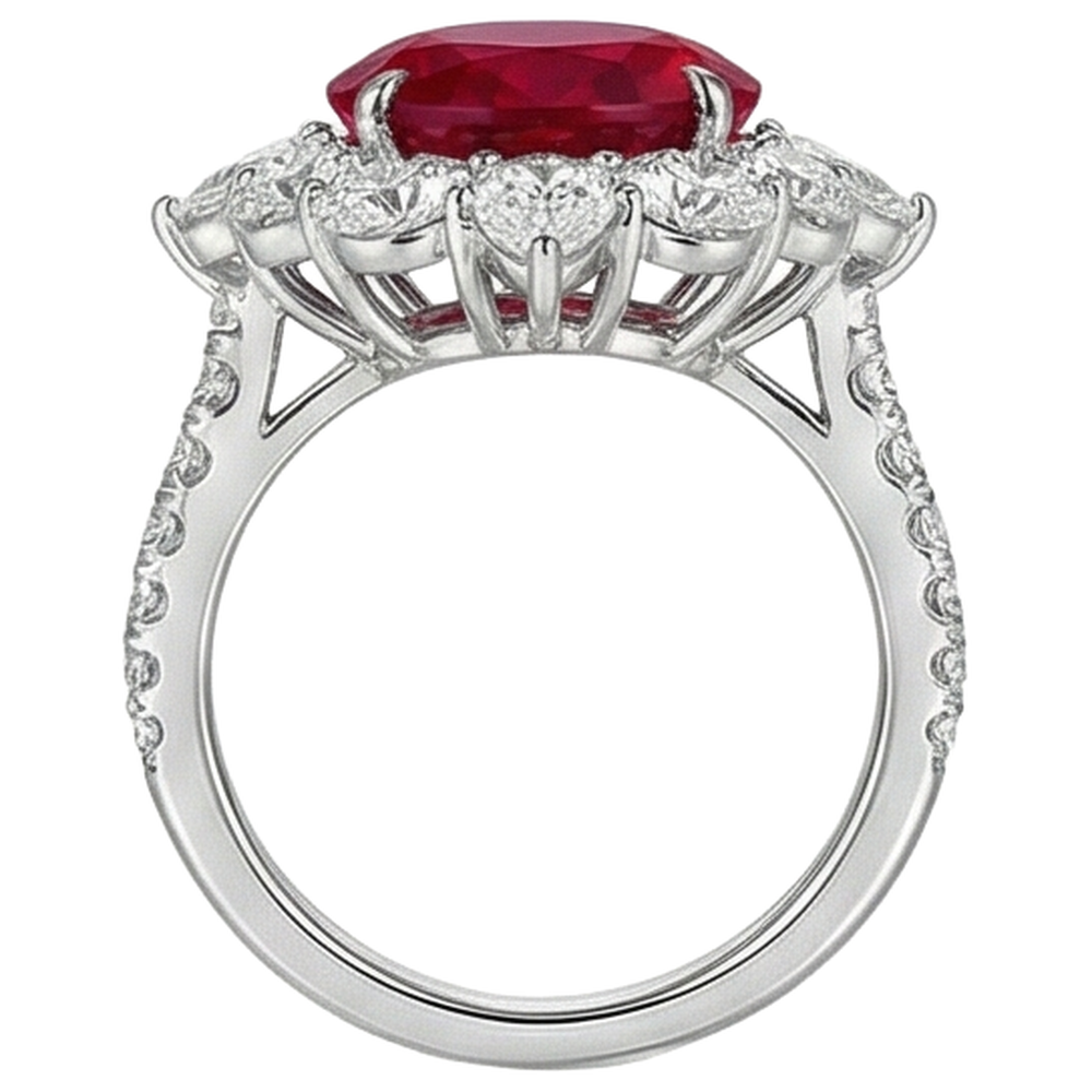 echter oval rubin 4.50Karat ring Profilansicht