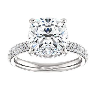 4.50 ct. Damen Kissen Echt Diamant Jubiläumsring 14K Weißgold