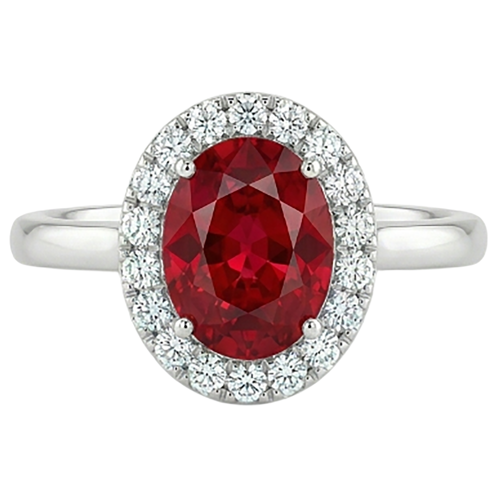 echter oval rubin 4.55Karat ring Vorderansicht