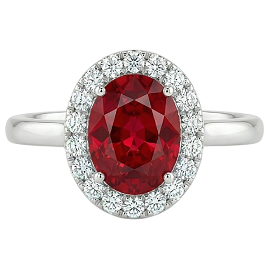 echter oval rubin 4.55Karat ring Vorderansicht