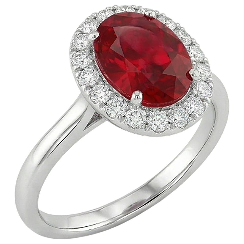 echter oval rubin 4.55Karat ring Draufsicht