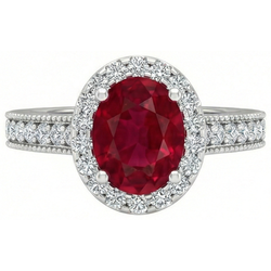 4,60 Karat Roter Rubin Mit Aus der Erde Abgebauter Natürlicher Diamanten Ring 14K Weißgold