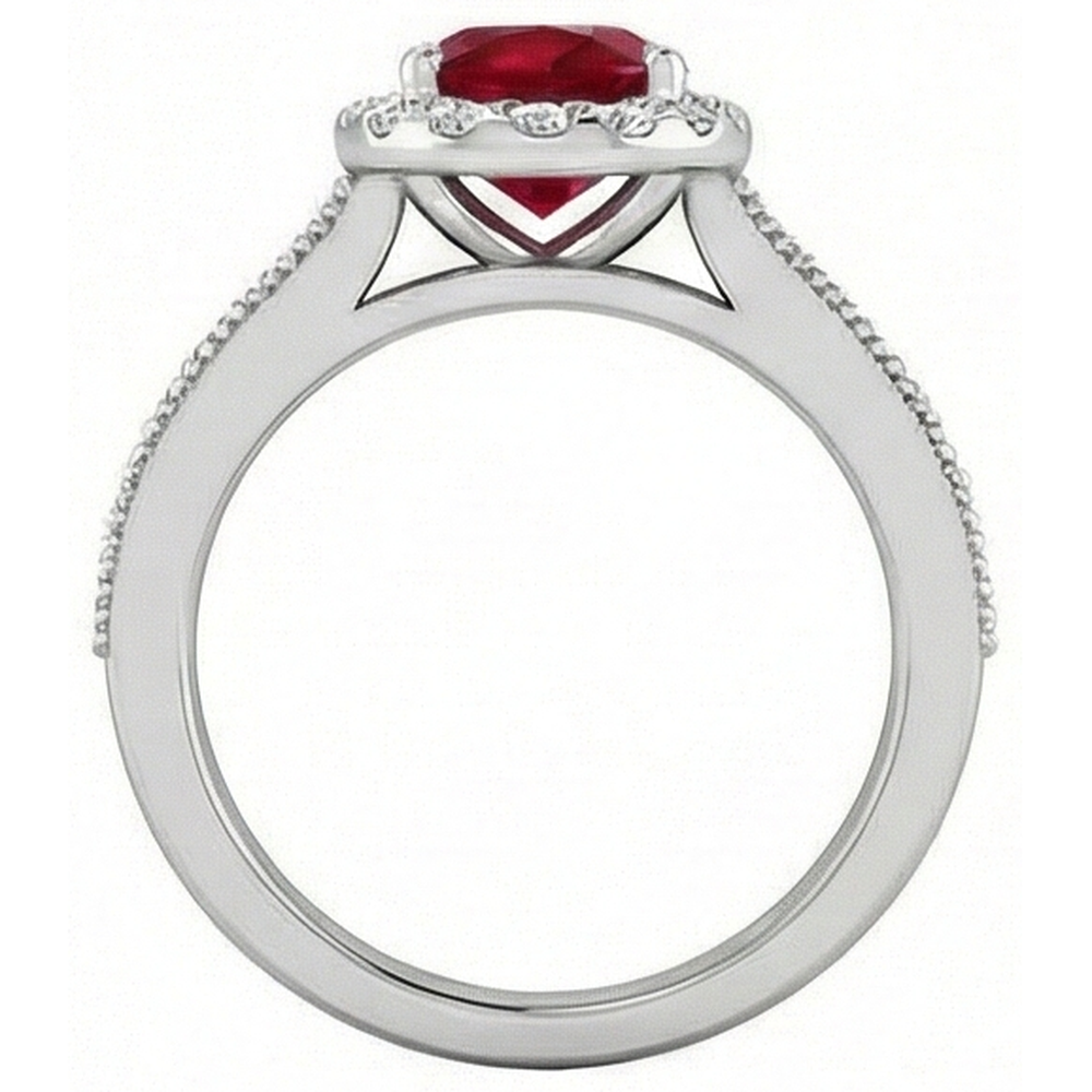 4,60 Karat Roter Rubin Mit Aus der Erde Abgebauter Natürlicher Diamanten Ring 14K Weißgold