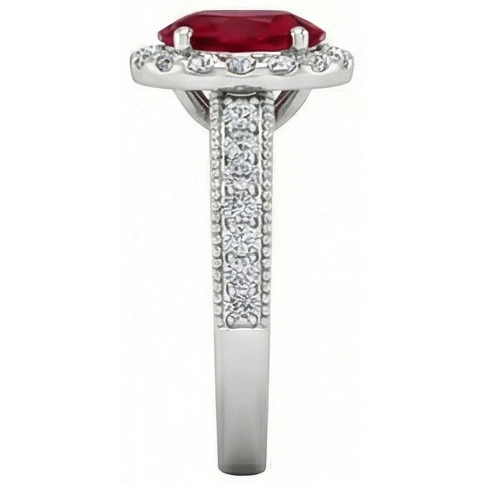 4,60 Karat Roter Rubin Mit Aus der Erde Abgebauter Natürlicher Diamanten Ring 14K Weißgold
