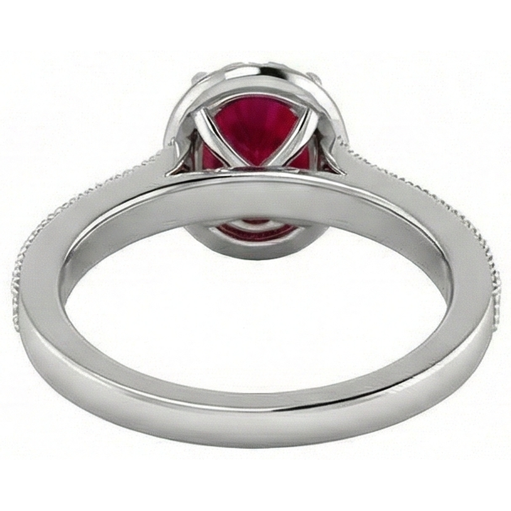 4,60 Karat Roter Rubin Mit Aus der Erde Abgebauter Natürlicher Diamanten Ring 14K Weißgold