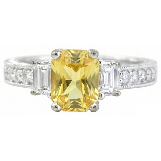 echter radiant saphir 4.75Karat ring Seitenansicht