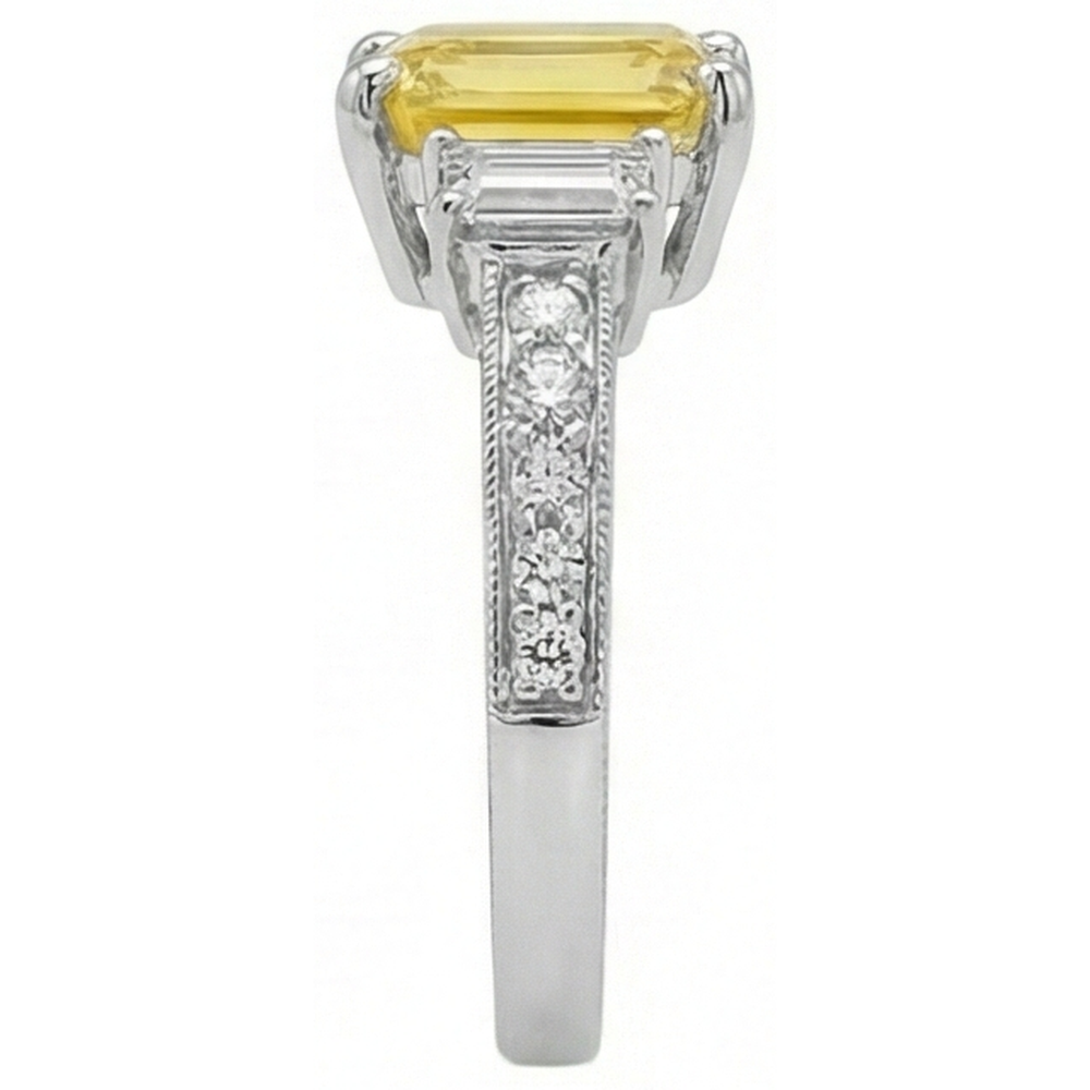 echter radiant saphir 4.75Karat ring Profilansicht