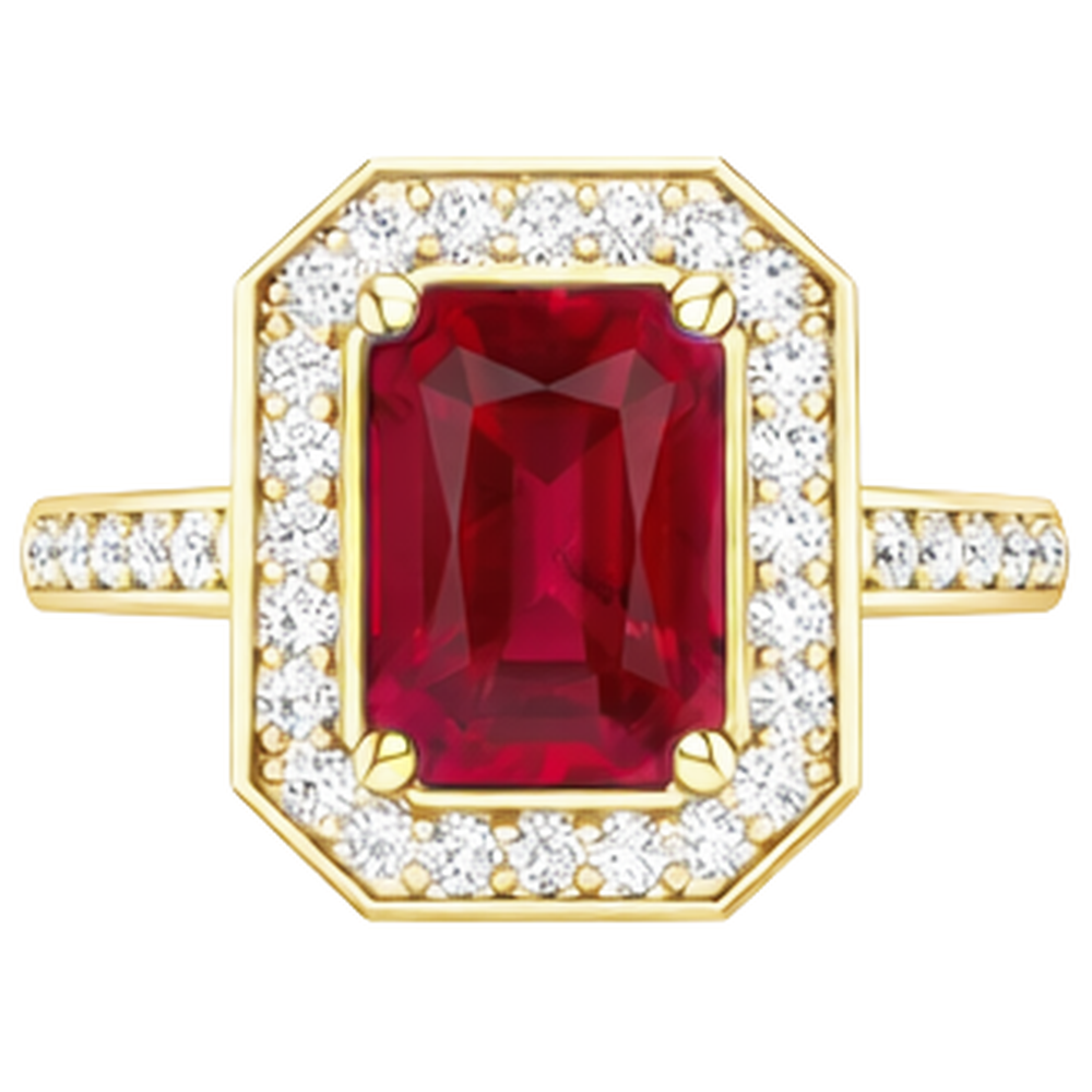 4,75 ct Roter Smaragdschliff Rubin Und Aus der Erde Abgebauter Natürlicher Diamant Ehering Gelbgold