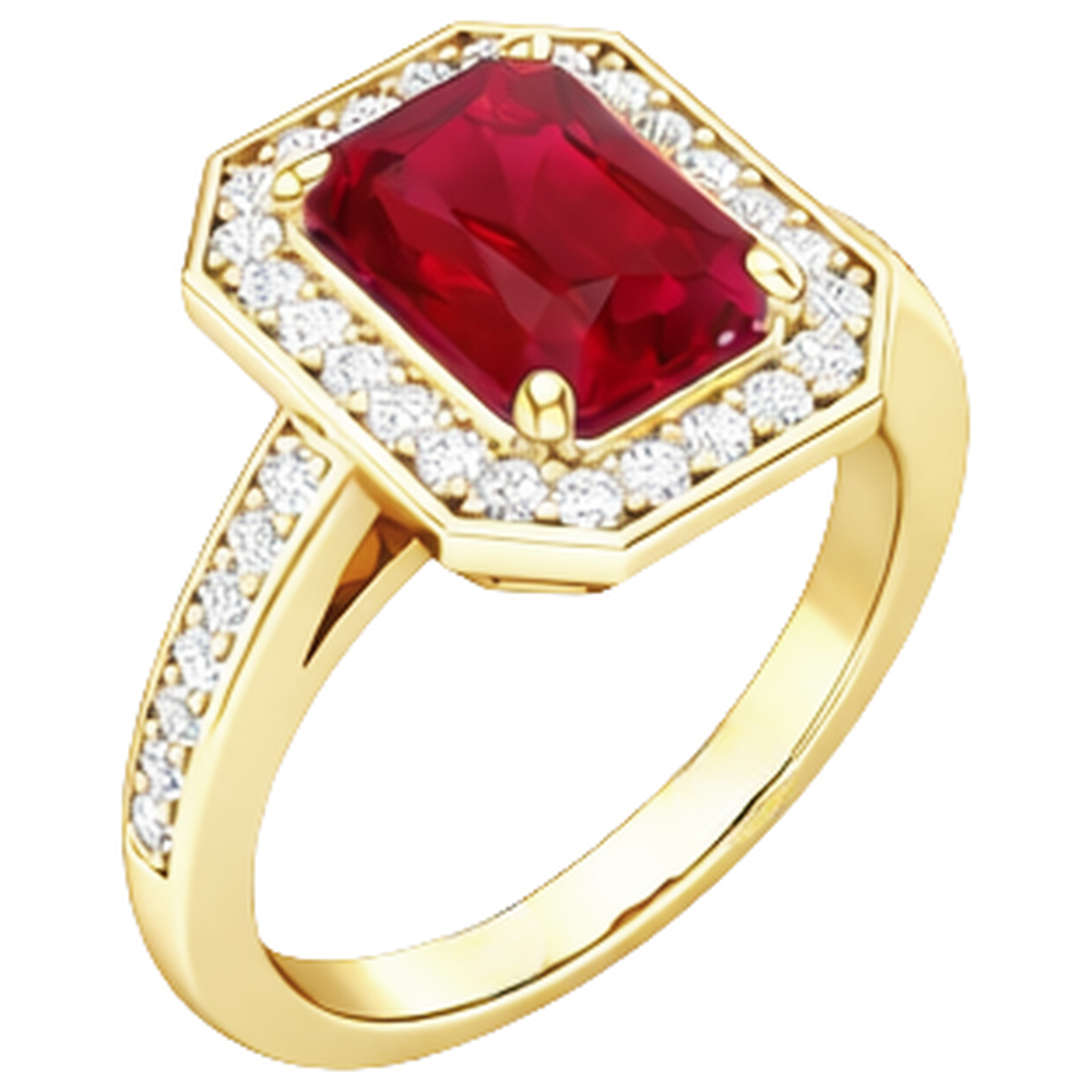 4,75 ct Roter Smaragdschliff Rubin Und Aus der Erde Abgebauter Natürlicher Diamant Ehering Gelbgold