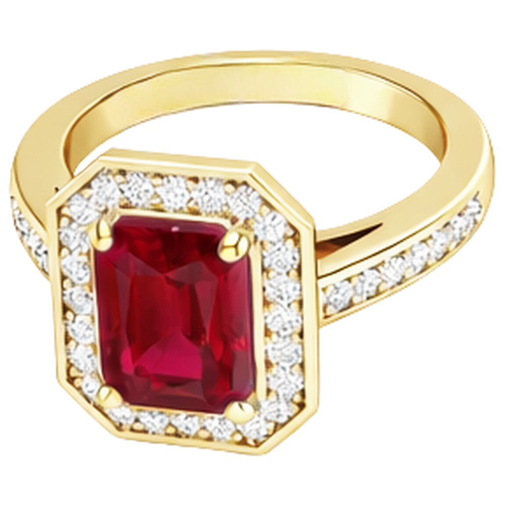 4,75 ct Roter Smaragdschliff Rubin Und Aus der Erde Abgebauter Natürlicher Diamant Ehering Gelbgold